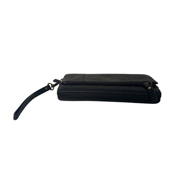 Duluth Trading Lifetime Leather Black Wristlet Wallet Clutch Zip Around Organize - Picture 4 of 10